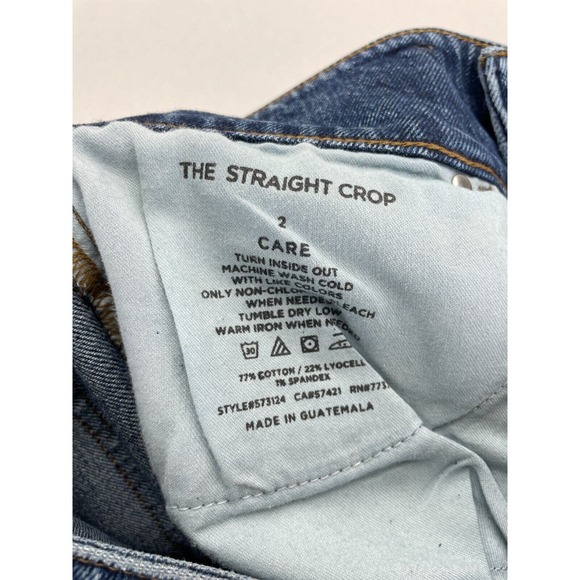 Ann Taylor Sculpting Pocket High Rise Straight Crop Jeans Washed Blue Size 2 - Picture 7 of 7